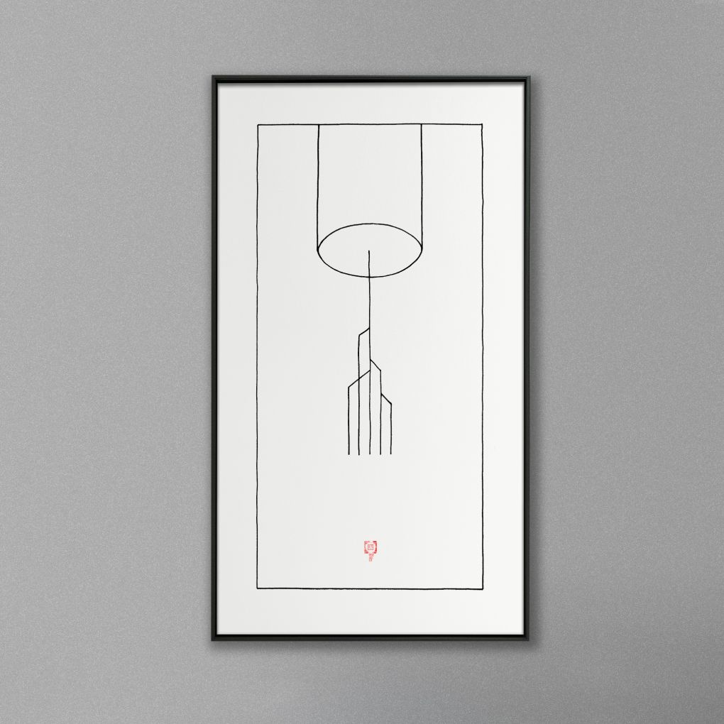 Picture frame mockup hanging on a white wall