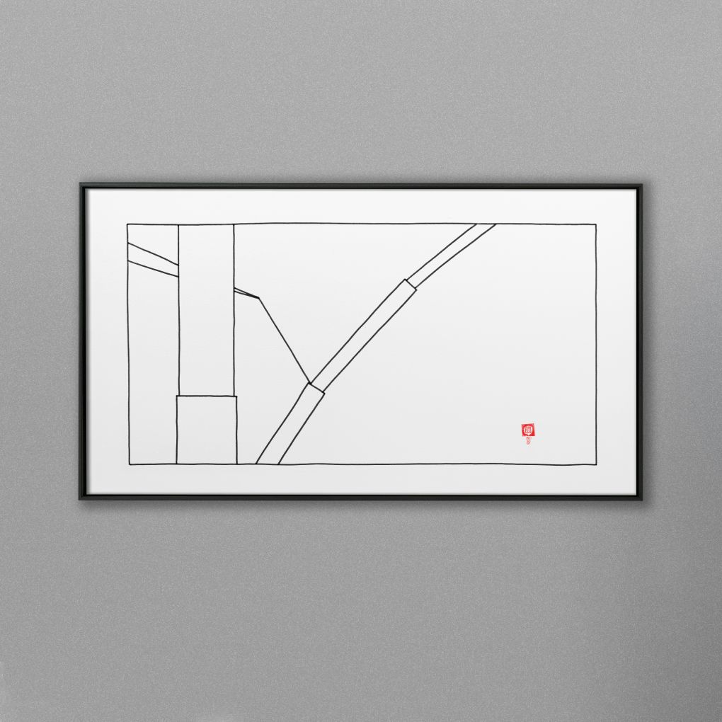 Picture frame mockup hanging on a white wall