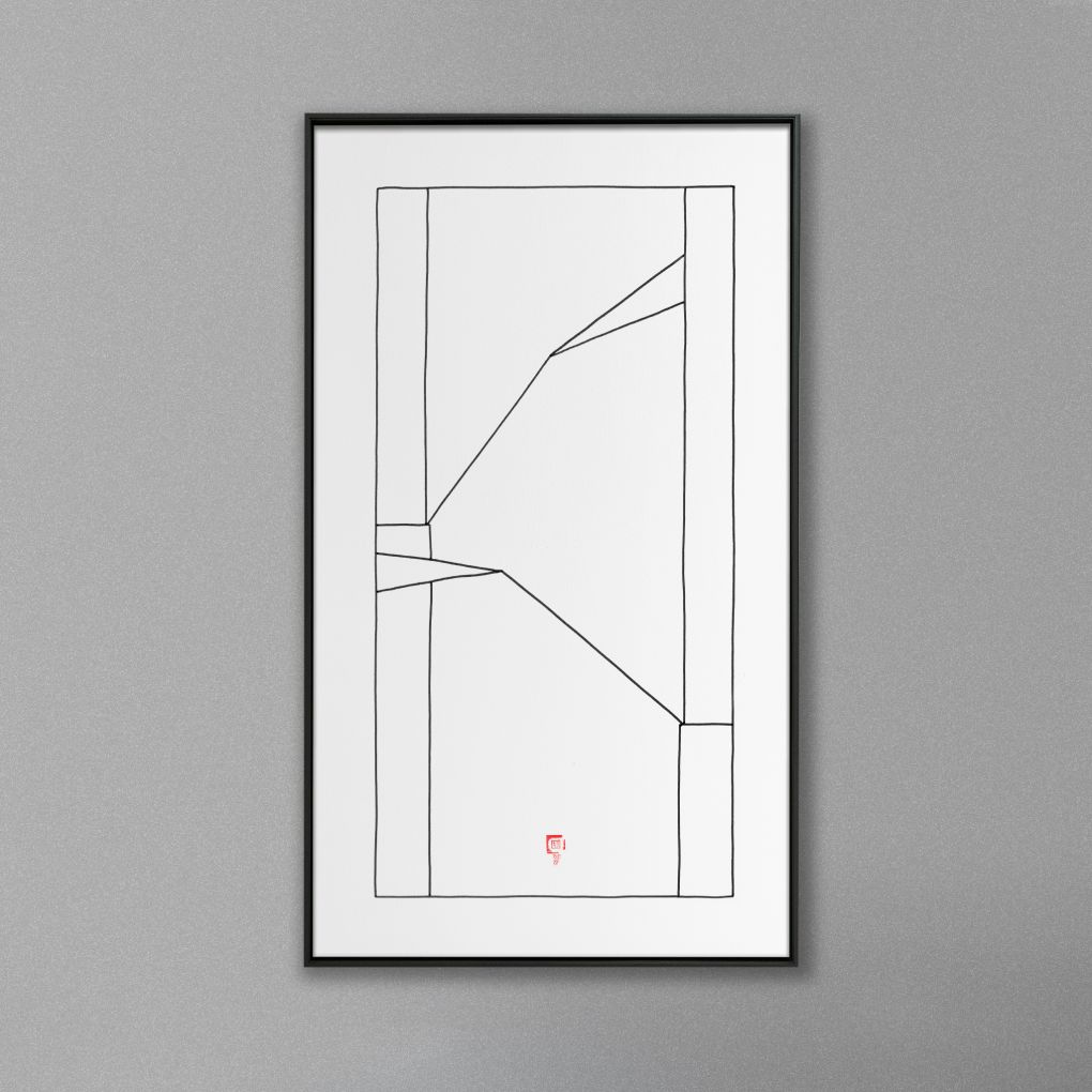 Picture frame mockup hanging on a white wall