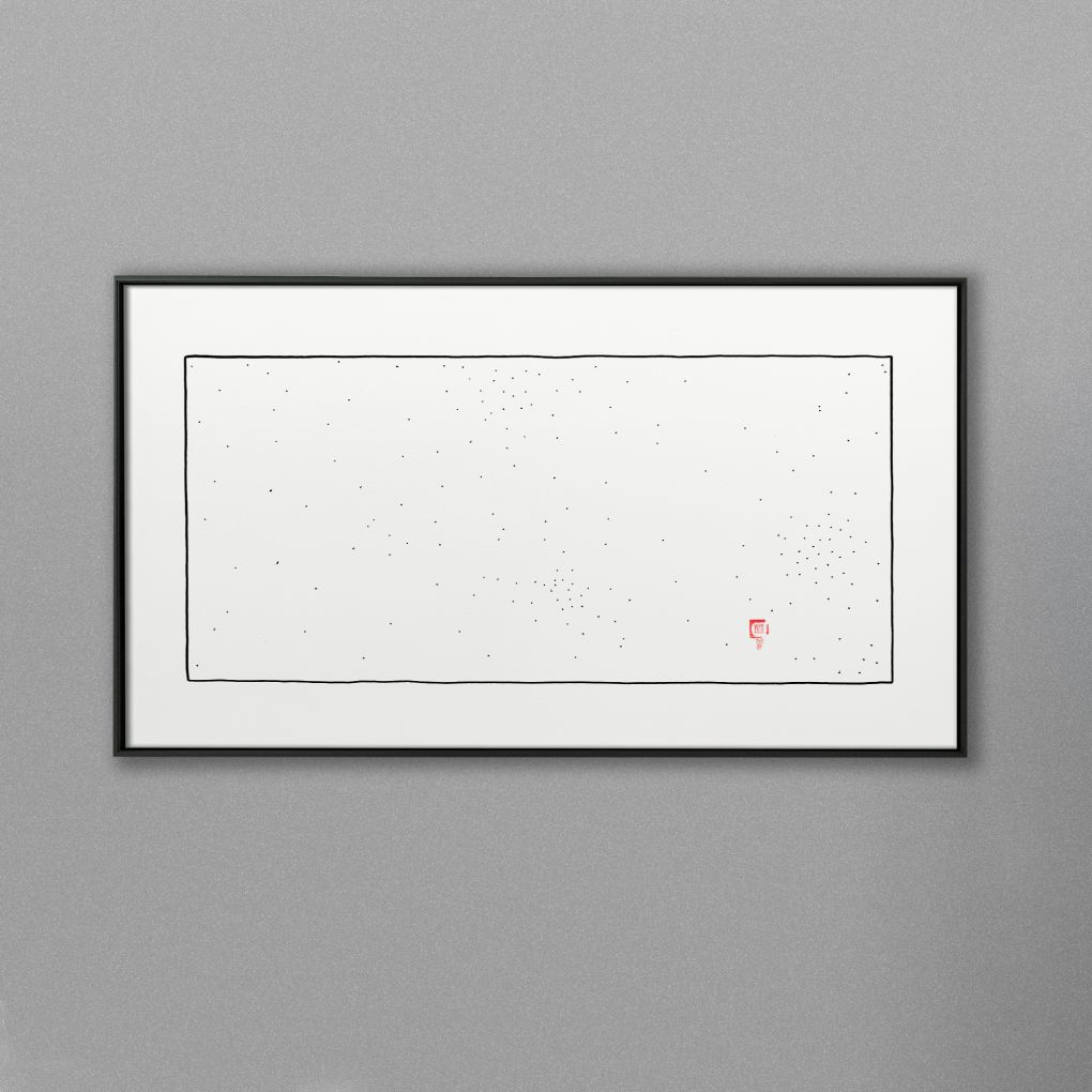 Picture frame mockup hanging on a white wall