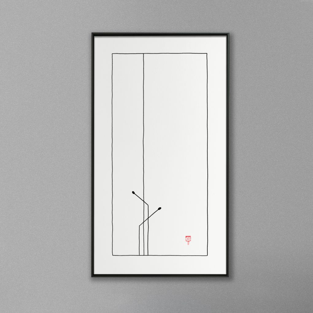 Picture frame mockup hanging on a white wall