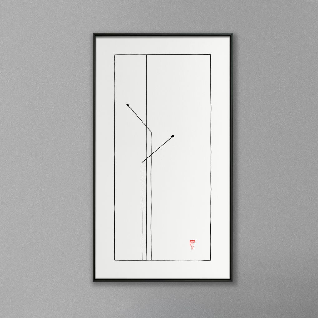 Picture frame mockup hanging on a white wall