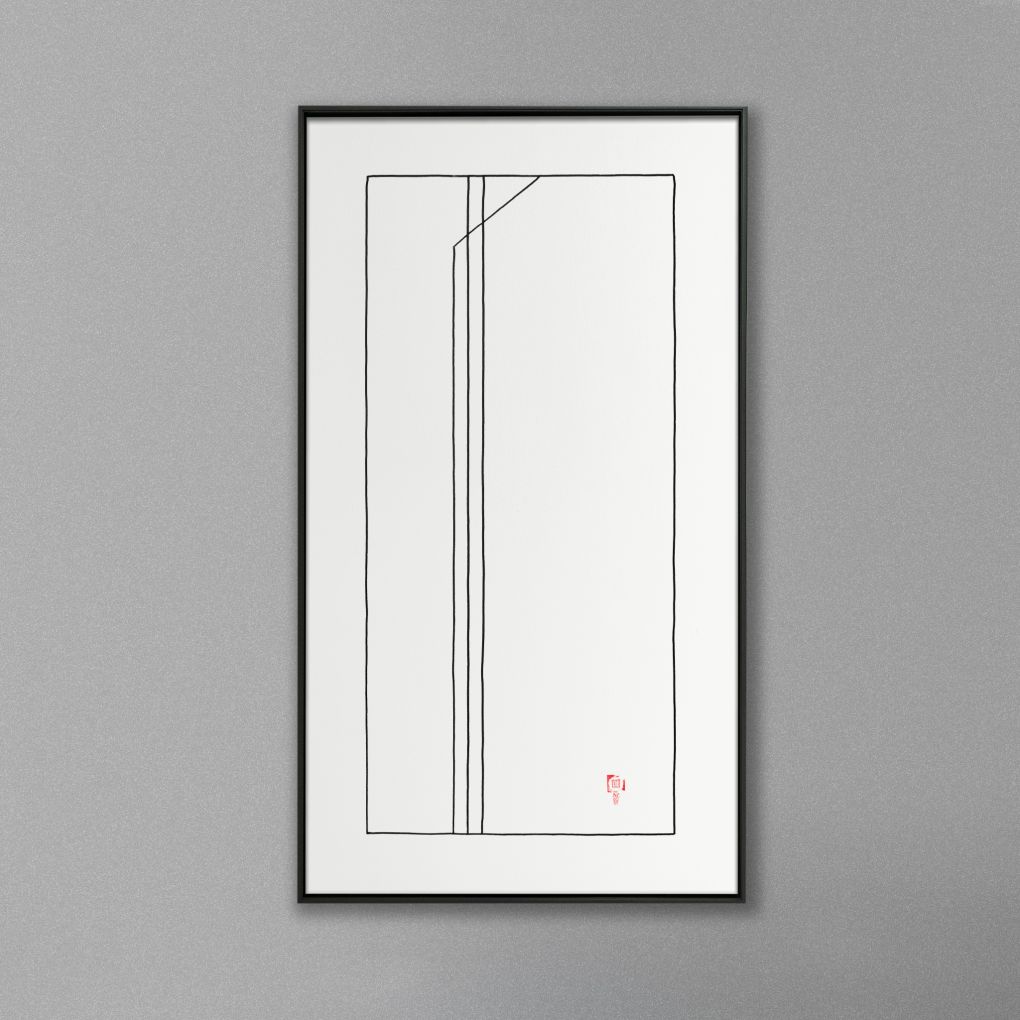 Picture frame mockup hanging on a white wall