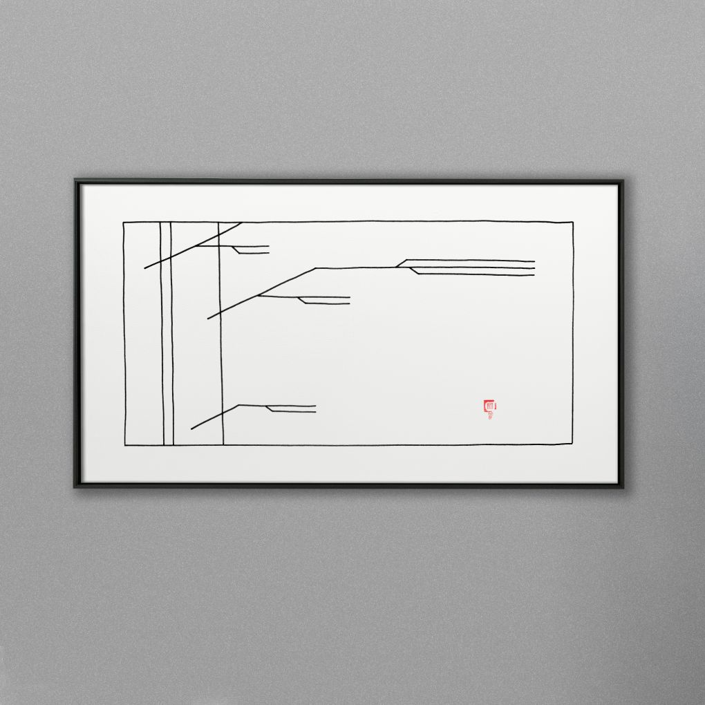 Picture frame mockup hanging on a white wall